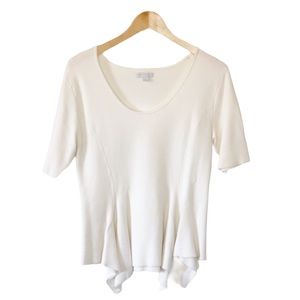 New York & Company Cream Handkerchief Hem Sweater Size Large